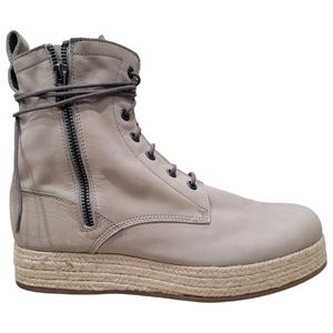 LD Tuttle Leather Spidrill Lace up Zip Tan Boot Weave Size Italian 37.5